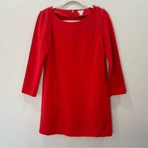 J. Crew Red Long Sleeve Ponte Knit Shift Dress - Size M - Little Red Dress